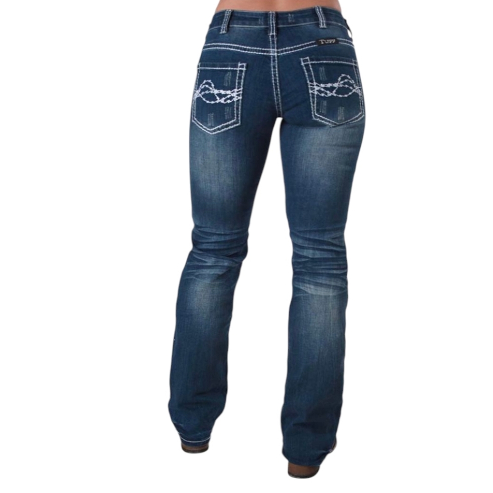 COWGIRL TUFF "Edgy" bootcut med wash rodeo jeans Style #JEDGYJ sz 26x33L EUC - Picture 4 of 16